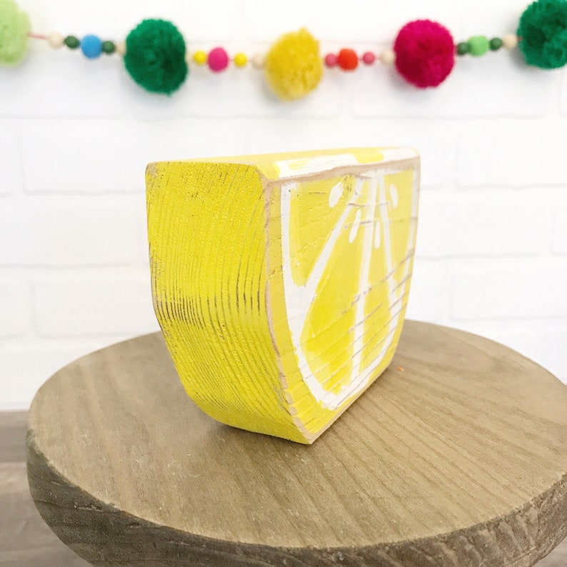 Wood Lemon Sign Hand Painted Lemon Slice Summer Decor Etsy