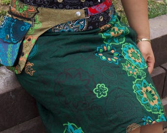 Handmade Boho Cotton Skirt |Reversible Wrap| Summer Skirt| Pockets Adjustable One Size Variety Design