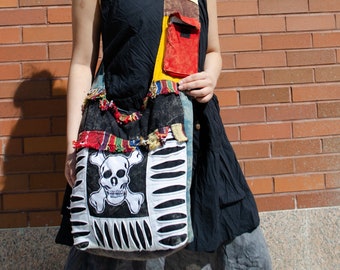 Details about / Halloween Skull Bat Bag Large Capacity Messenger Bag Portable Crossbody Bag