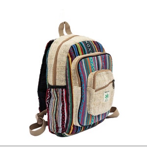 Mini Hemp Backpack Handmade | Travel Backpack | Native Design Backpack |Unisex Design Boho Hippie Backpack with Water Bottle Pocket