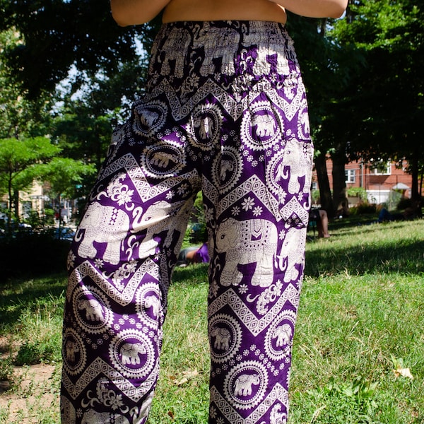 Handmade Elephant Pants | Nepal Yoga Harem Pants Handmade | 100% Cotton Rayon - One Size Fits All | Boho Hippie Pants Design - Multicolor