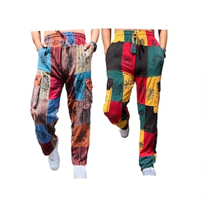 Nepal Yoga Pants Traditional Patchwork Pants | Trouser Pants | Handmade Cotton - Nepal | One Size | Hippie Bohemian Style Multicolor