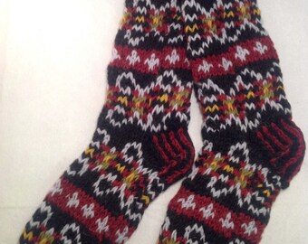 Quality Hand knitted 100/% wool Fleece lined adult socks Made in Kathmandu Valley