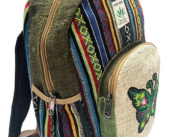 Handmade Mini Hemp Backpack: Butterfly Design, Boho Hippie  display picture 2