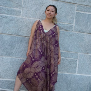 Handmade Rayon Jumpsuit | Handmade in Nepal - One Size Jumpsuit Summer Fashion 2022 - Boho Hippie Jumpsuit Sleeveless Tie Dye Abstract