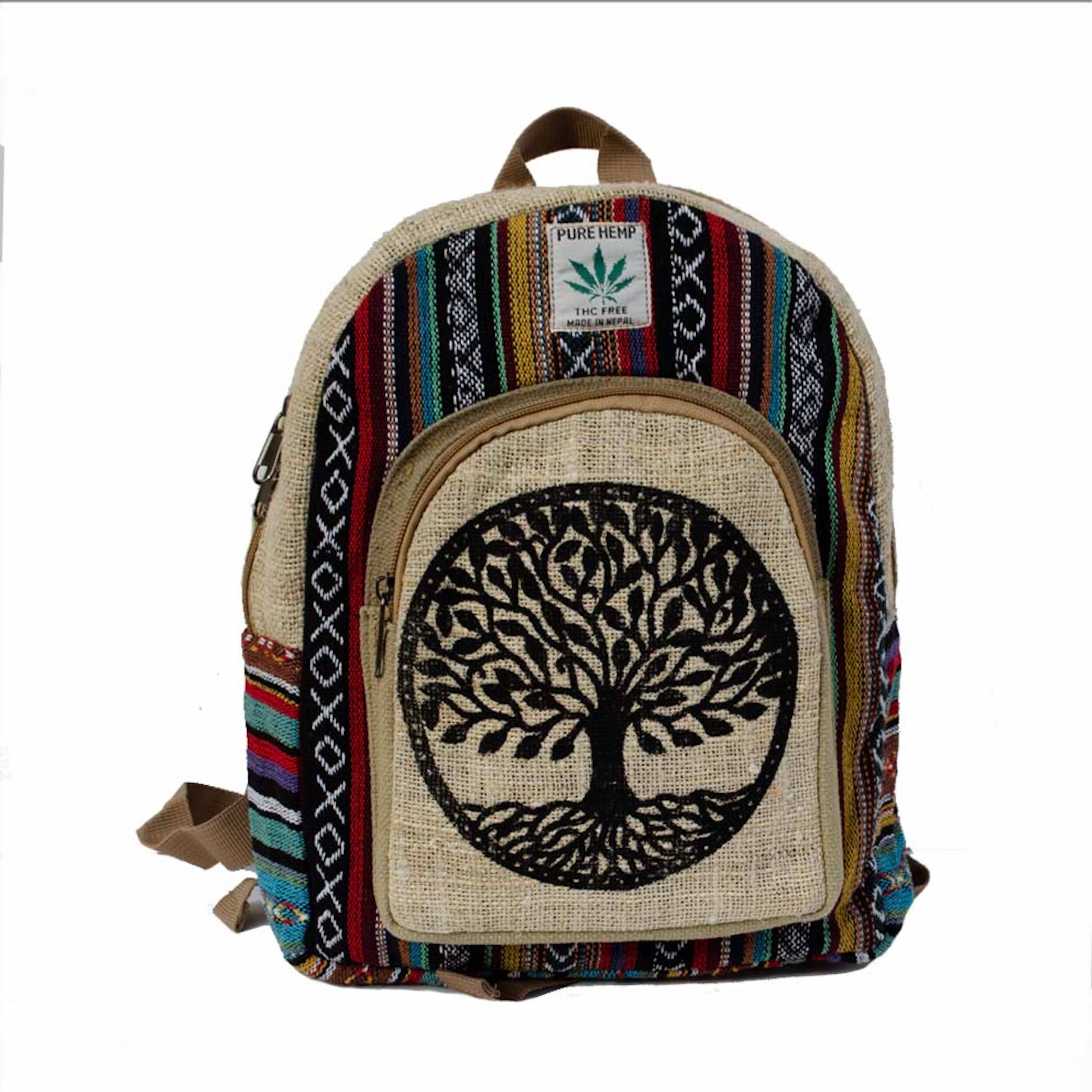 Tree of Life Hemp Backpack Unique Designed Himalaya Hemp Tree of Life Print Mini  main image 2