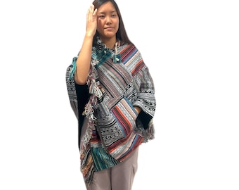 Poncho met imitatieschapenvacht en capuchon met oortjes - BIEGE - 13.00