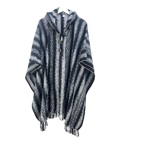 Himalayan Fashion - Mexican Poncho Men | 100% Cotton | One Size Poncho | Hippie Sweater Baja Hoodie - Blue Multicolor