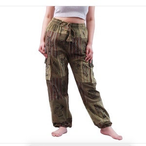 Handmade Organic Cotton Patchwork Pants: Unisex Boho Hippie Style