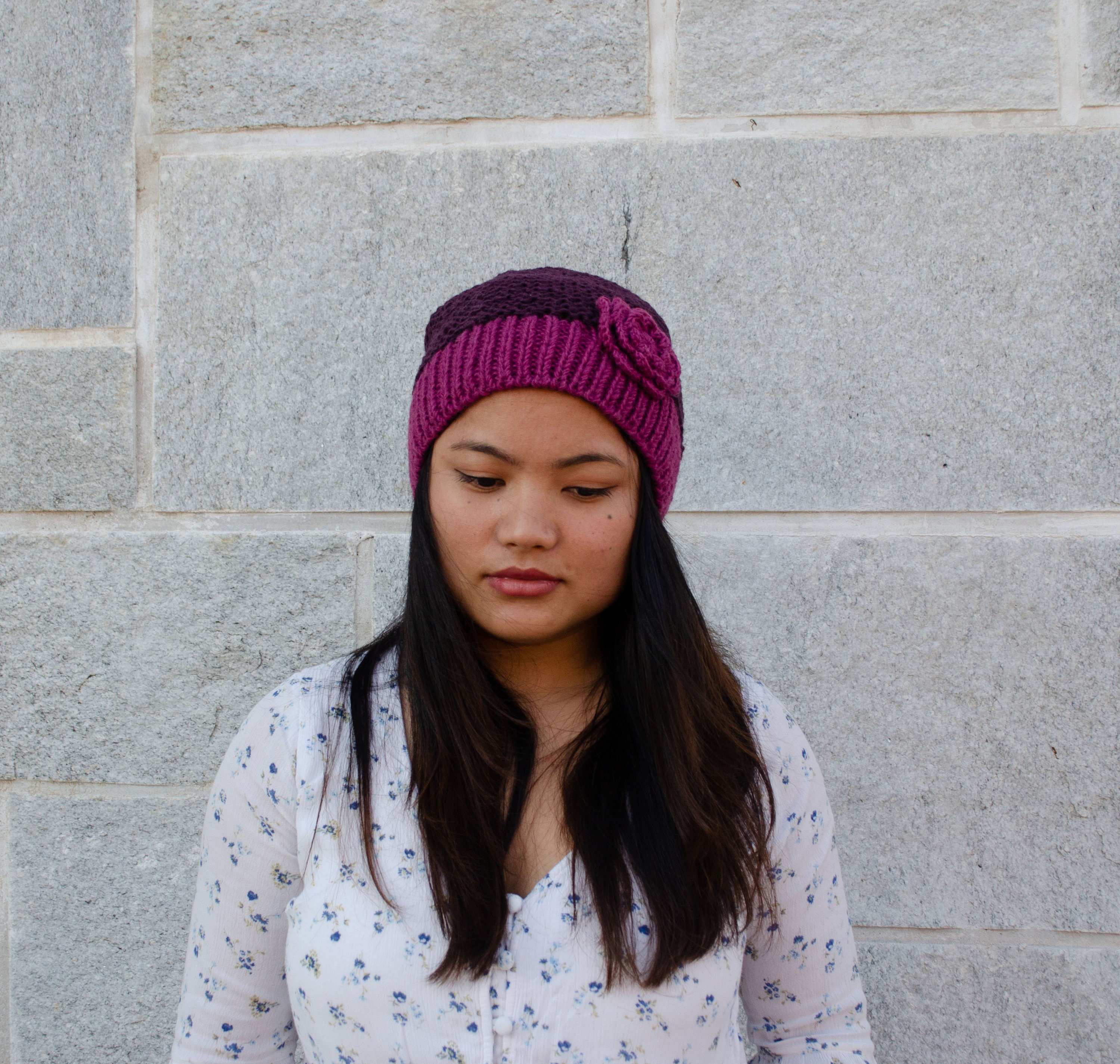 Handmade Knitted Headband Flower Design - Wool Headband Head  display picture 2