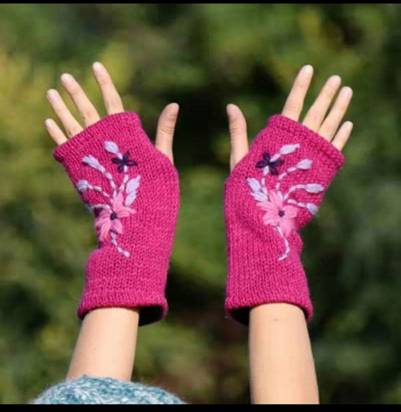 Handmade Wool Hand Warmer Mittens With Open Fingers One Size Etsy