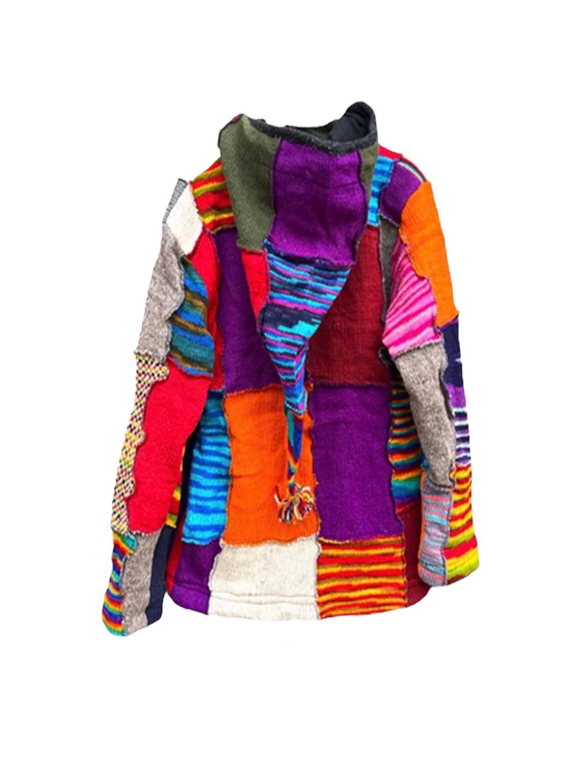 Tyedye Festival Capucha Lana Chaqueta,Tejido A Ano, Hippy, Boho, Uy