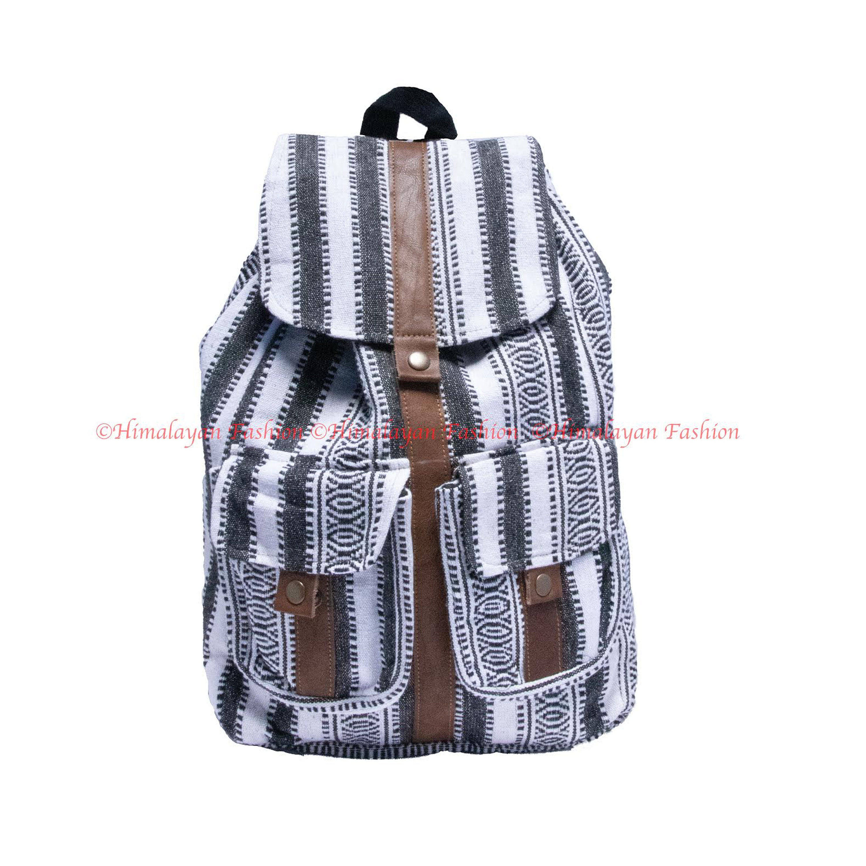 Woven Reed Backpack Woven Handmade Backpack - 100% Cotton | Leather Straps - Large Backpack ...