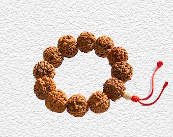 Handmade Rudram 5 Mukhi Rudraksha Bracelet - 5 Face Rudraksh Wrist Bracelet Java Lab Certified 12mm | Boho Hippie Style -Buddhism Bracelet