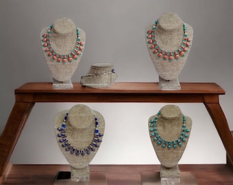 Handmade Tibetan Stone Necklace - Made with Real Tibetan Stones | One Size Necklace Jewelry - Turquoise Red Coral Lapiz Stone Accessory