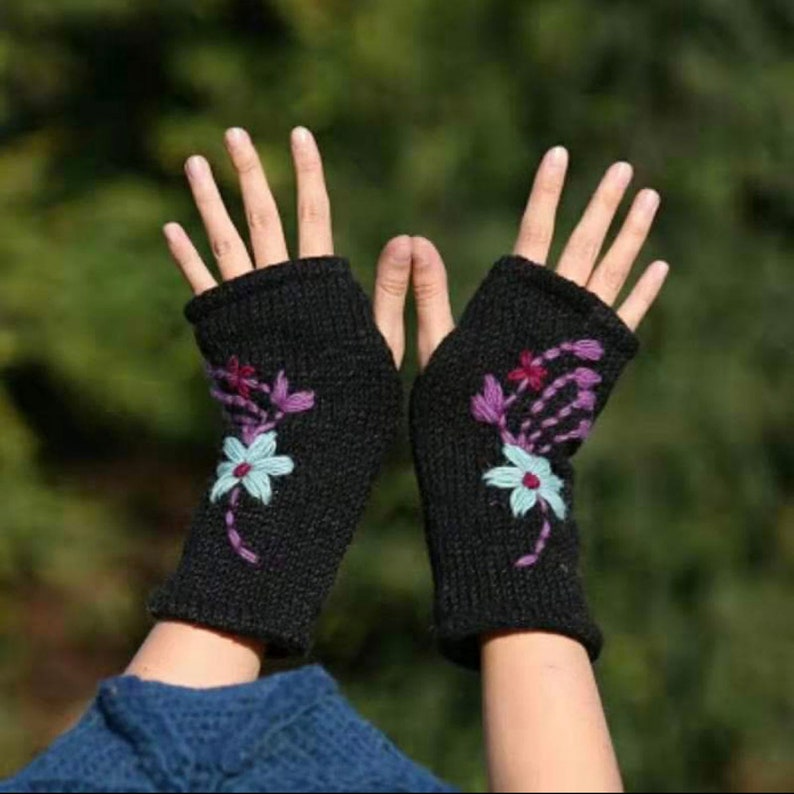 Handmade Wool Hand Warmer Mittens With Open Fingers One Size Etsy