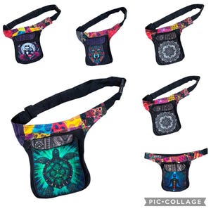 Handmade Cotton Fanny  wlolf Pack Money Belt Adjustable Fashionable Functional 100% Cotton from Nepal Versatile Coin Pouch Magnetic Closure