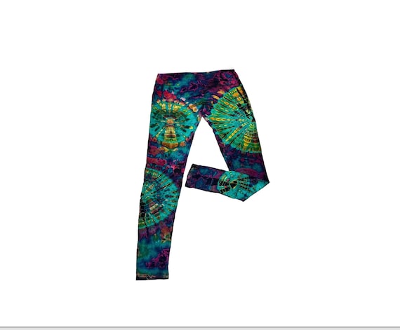 Handmade Tie Dye Leggings Spandex Cotton Mix One Size Bohemian