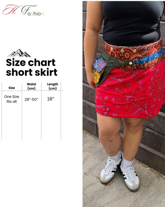 Short Reversible Skirt Cotton | One Size Handmade With Fanny Pack
