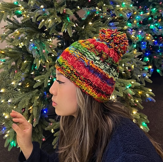 Handmade Beanie Hat | 100% Wool - One Size | Multicolor 