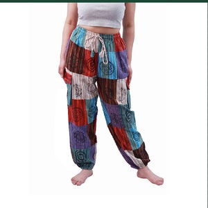 Hippie Patchwork Pants Traditional Organic cotton pants | Unisex Boho | Handmade Beach pants - Nepal | Hippie Bohemian Style - Multicolor