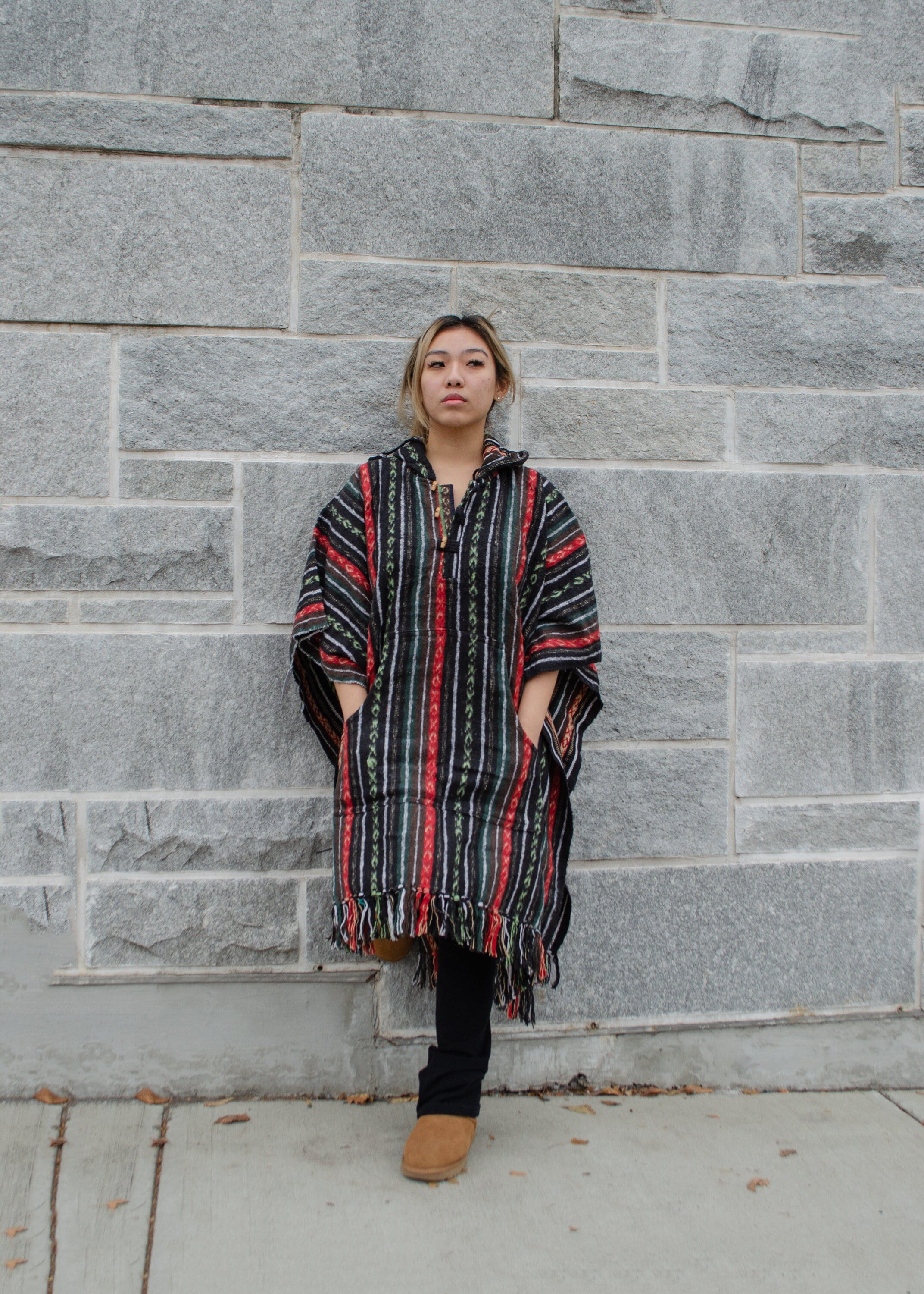 Handmade 100% Cotton Poncho Mexico Nepal - Blanket Poncho | Boho Hippie Poncho Cover | One Size | Unisex Design Poncho.