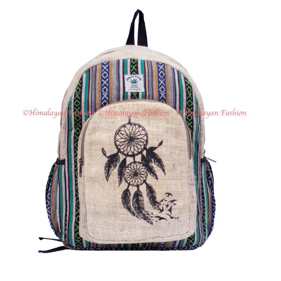 Handmade Hemp Backpack - Dream Catcher | 100% Hemp Backpack  display picture 3