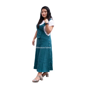 Handmade Bib Overall Dress with Pocket - 100% Cotton Nepal | Multicolor Jumper | Overall Dress Skirt | Women&#39;s - Handmade Dress | Dungaree