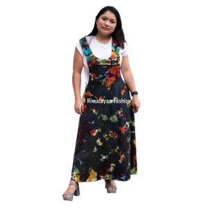 Tie Dye Handmade Bib Overall Dress with Pocket  - 100% Cotton Nepal | Jumper | Overall Dress Skirt | Women&#39;s - Handmade Dress | Dungaree