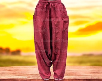 Nepal Yoga Harem Pants | Traditional Yoga Pants | Genie Pants | Handmade Cotton - Nepal | One Size | Hippie Bohemian Style - Multicolor