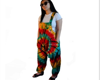 Handmade Cotton Rasta Low Crotch Drop Crotch Nepal Overalls Tie Dye Boho Hippie New 2021 Style - Thick Cotton | Fashion Overalls Dungaree