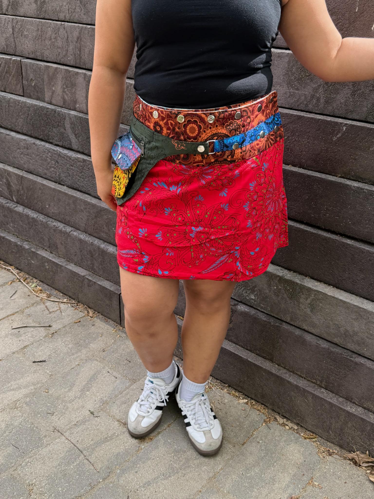 Short Reversible Skirt Cotton | One Size Handmade With Fanny Pack