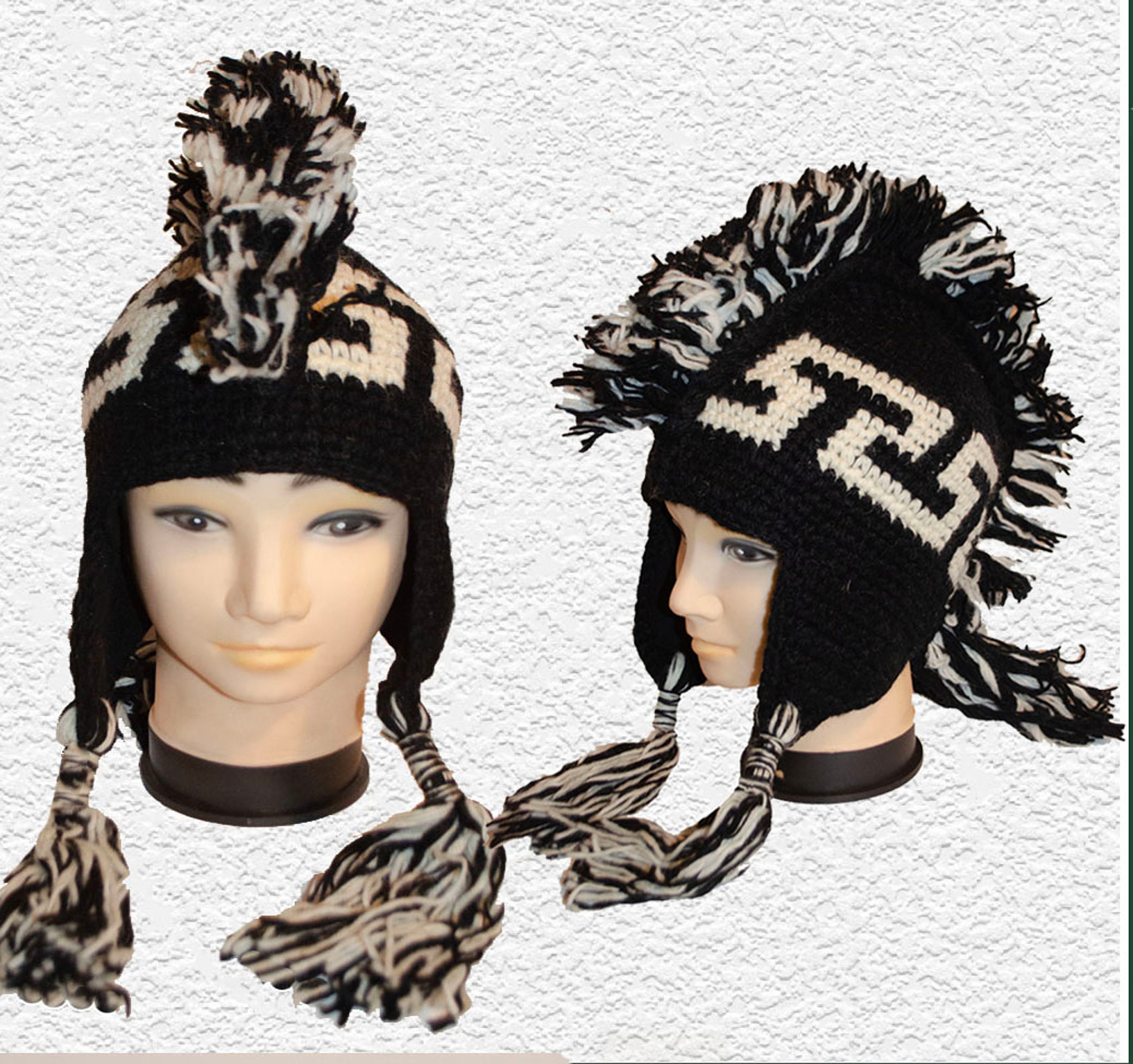 Handmade Wool Aztec Mohawk Hat – Crochet Knit, Adult Size - Etsy