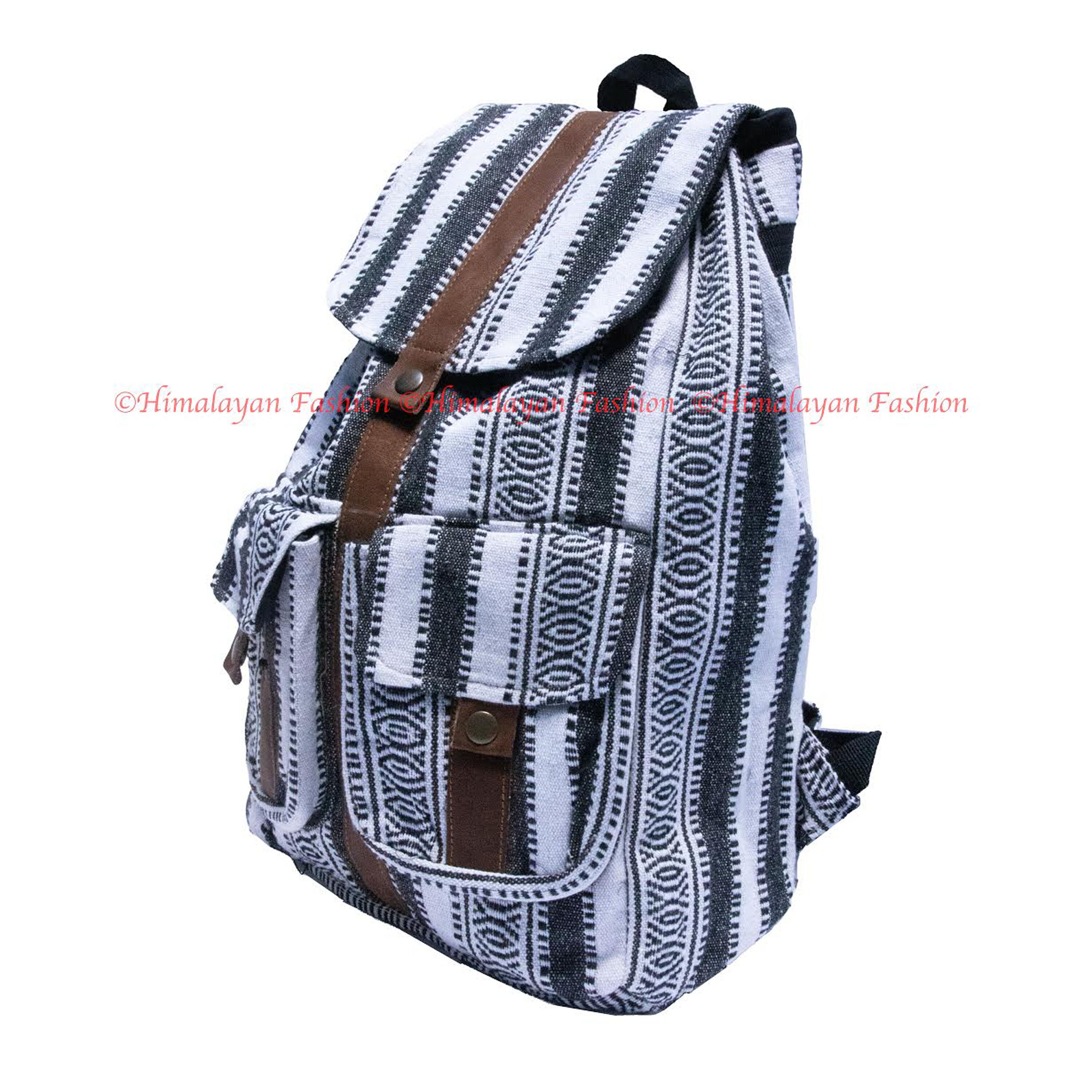 Woven Reed Backpack Woven Handmade Backpack - 100% Cotton | Leather Straps - Large Backpack ...