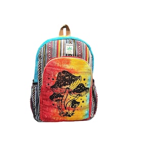 Handmade Tie Dye Backpack | Mushroom Backpack Hemp Bag Travel Backpack One Size Large Nepal Bag