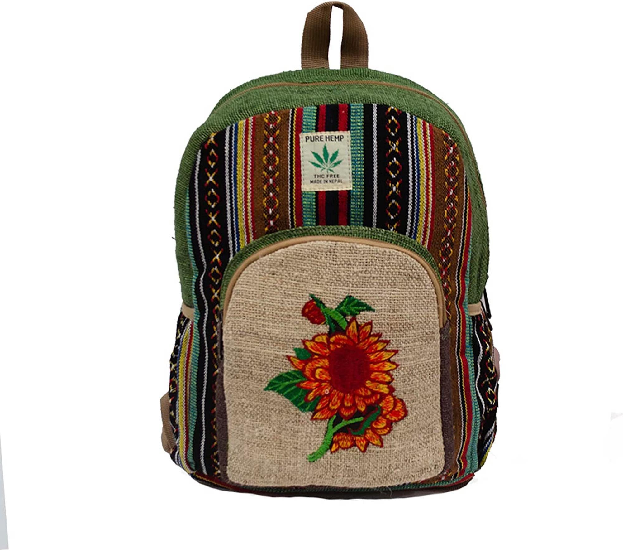Mini Handmade Hemp Backpack Butterfly Design and Orange  display picture 1