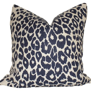 Schumacher Iconic Leopard Pillow in Ink/Natural Colorway