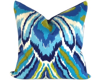 Schumacher x Trina Turk Peacock Print Pillow Cover in Pool, Indoor/Outdoor Pillow Cover, 10x20, 14x20, 20x20