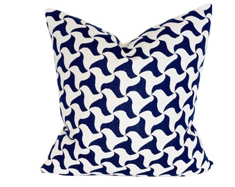 Sunbrella Blue Swirl Pillow Cover