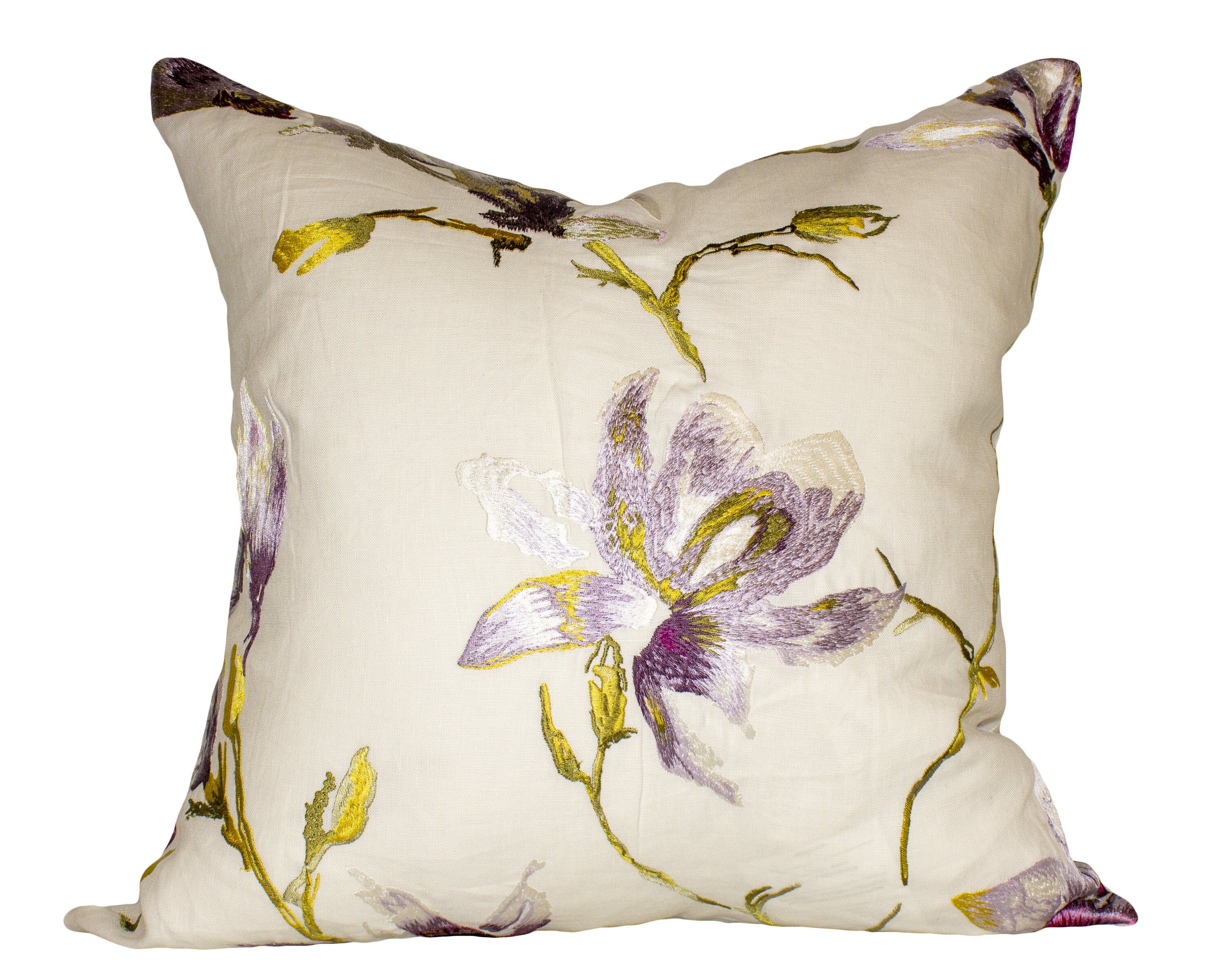 Lilac Floral Embroidered Pillow Cover Etsy