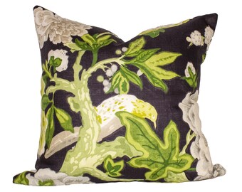 Schumacher Bermuda Blossoms Pillow, Designer Floral Cushion for Home Décor, Schumacher Pillows