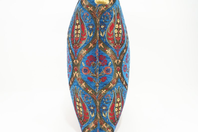 Decorative pillow Fabric Pillow Fabric Pillow 24x24 Bohemian Pillow Turkish Pillow Navy Blue Tulip Pattern Fabric Pillow Accent pillow