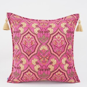 Fabric Pillow 24x24, Fabric Pillow,Pink Carnation Pattern Fabric Pillow,Turkish Pillow,Bohemian Pillow,Accent pillow,Decorative pillow