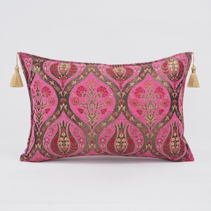 Fabric Pillow, Fabric Pillow 16x24, Pink Tulip Pattern, Turkish Pillow, Velvet Pillow, Turkish Pillow, Ottoman Pillow, Decorative pillow