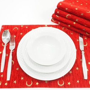 Türkisch Rot Tischset, Tischset 12x18, Tischdekoration, Tischdekoration, Tischwäsche, Tischset, Esszimmer Tischset