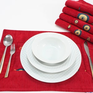 Türkische Rote Tischsets, Tischsets 12x18, Tischdekoration, Tischdekoration, Tischwäsche, Tischset, Esszimmertischsets