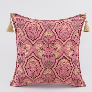 Fabric Pillow 24x24, Fabric Pillow,PALE Pink Carnation Pattern Fabric Pillow,Turkish Pillow,Bohemian Pillow,Accent pillow,Decorative pillow