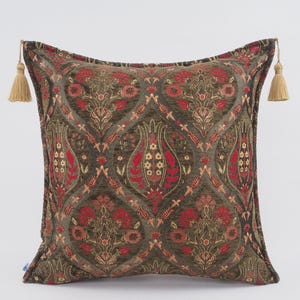 Fabric Pillow 20x20, Fabric Pillow, Moss Green Tulip Pattern Fabric Pillow,  Bohemian Pillow, Accent pillow, Decorative pillow