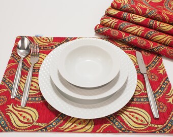 Napperons rouges turcs, napperons 12x18, décor de table, décoration de table, linge de table, tapis de table, napperons de salle à manger