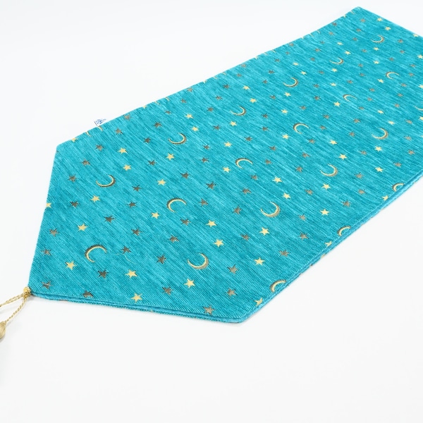 Table Runner,Turquoise Blue Arabian Night Pattern,Fabric Table Linens, Turkish Table Runner,Bohemian Fabric,Table Linens,Dining Table Runner